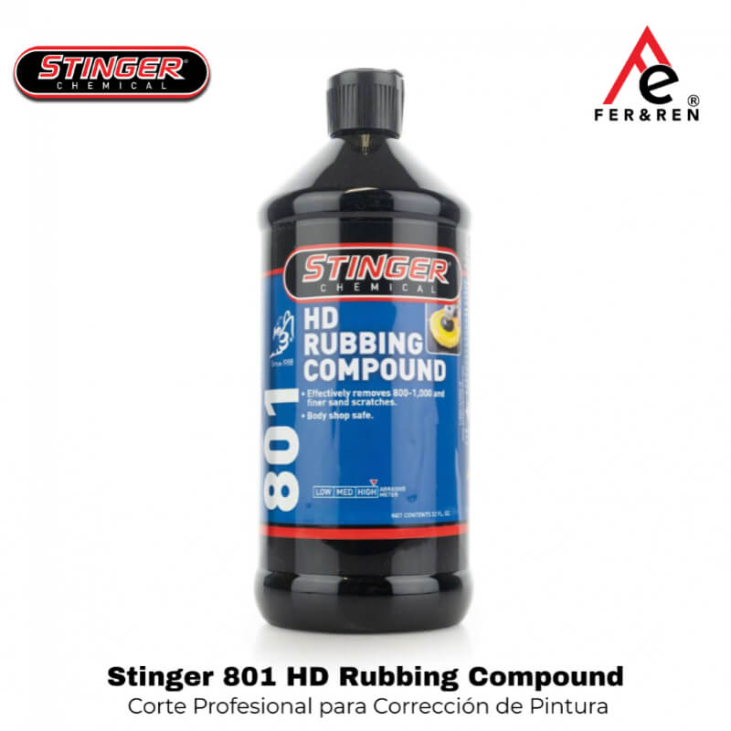 Pulimento Stinger 801 HD Rubbing Compound | Pulimento Compuesto de Corte para Rayones 800–1000 Grit | 32 oz