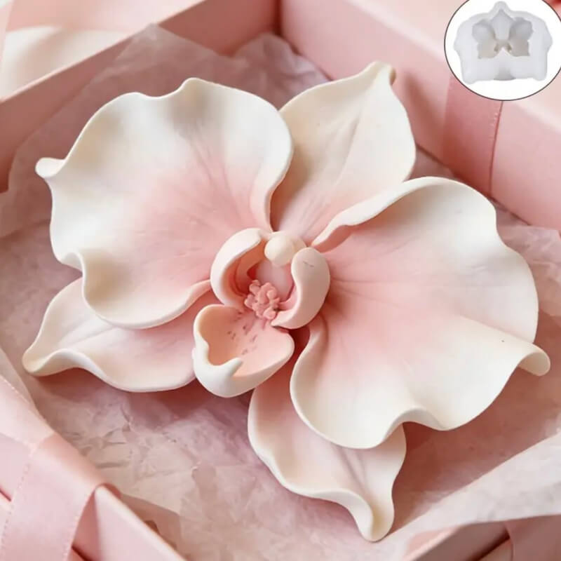 Molde de silicona de Orquídea tipo mariposa (phalaenopsis) para uso en Velas, Jabones, resina, alimentos.