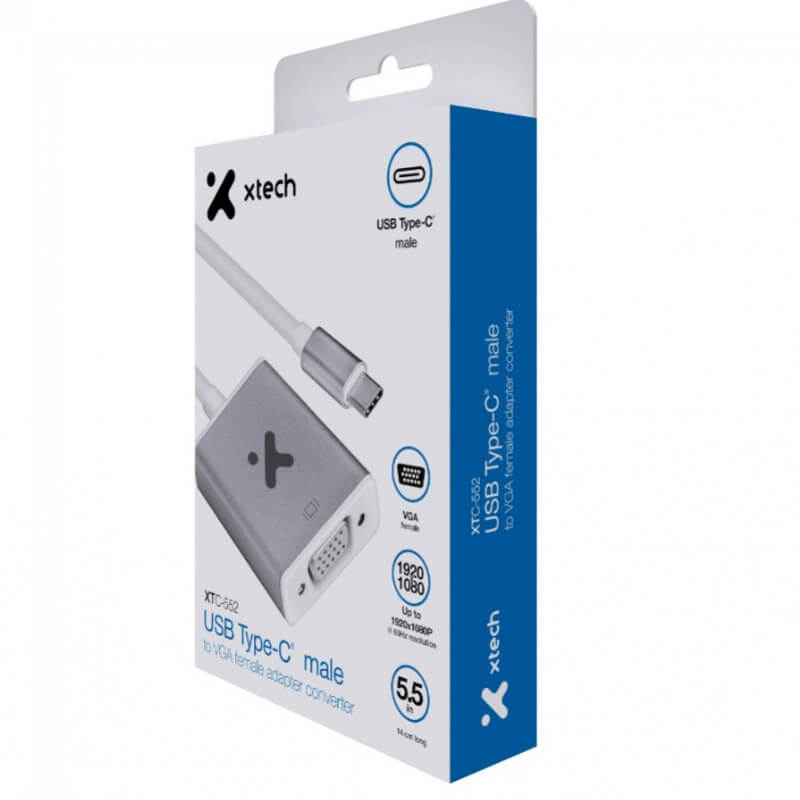ADAPTADOR XTECH ADAPTER CONVERTER USB C M TO VGA F XTC552