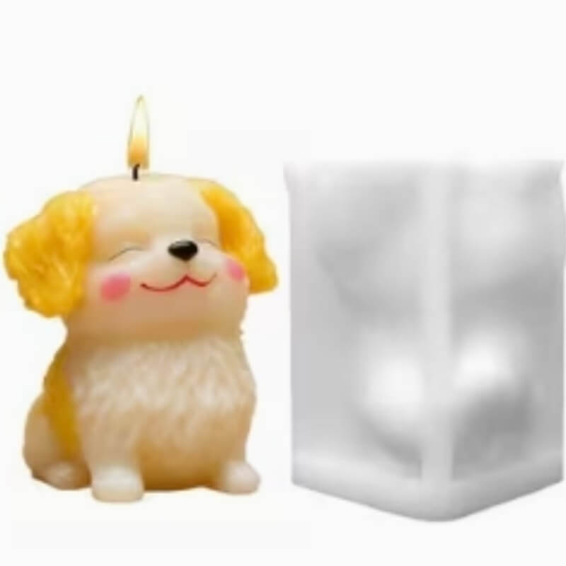 Molde de silicona con diseño de Perro Contento para uso en Velas, chocolate, yeso, cemento, resina.