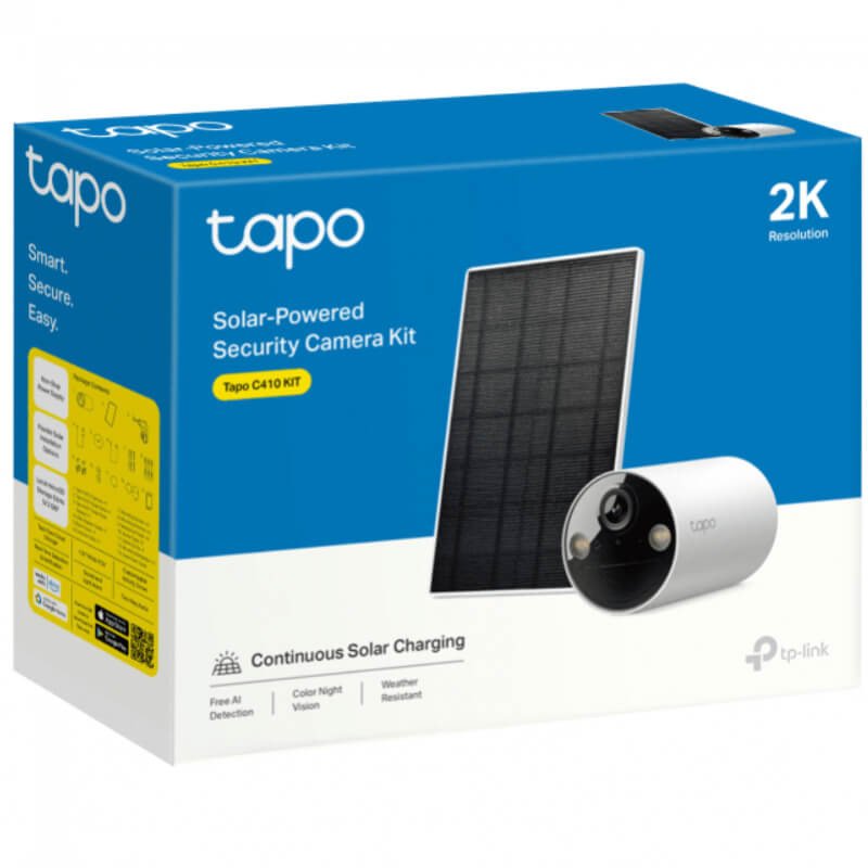 CAMARA TPLINK/TAPO C410 KIT/2K/ INC. PANEL SOLAR/MICRO SD HASTA 512GB/WIFI/INALAMBRICA/STARLIGHT