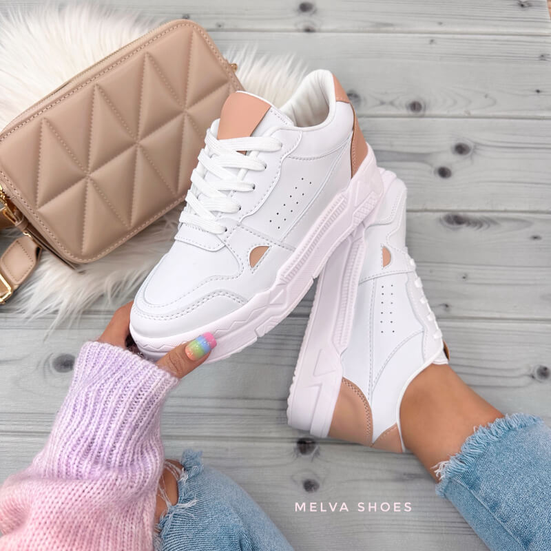 Sneakers Blanco y Camel