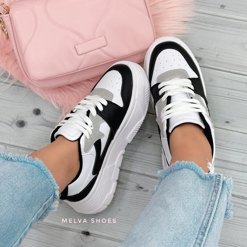 Sneakers Blancos con Negro y Gris