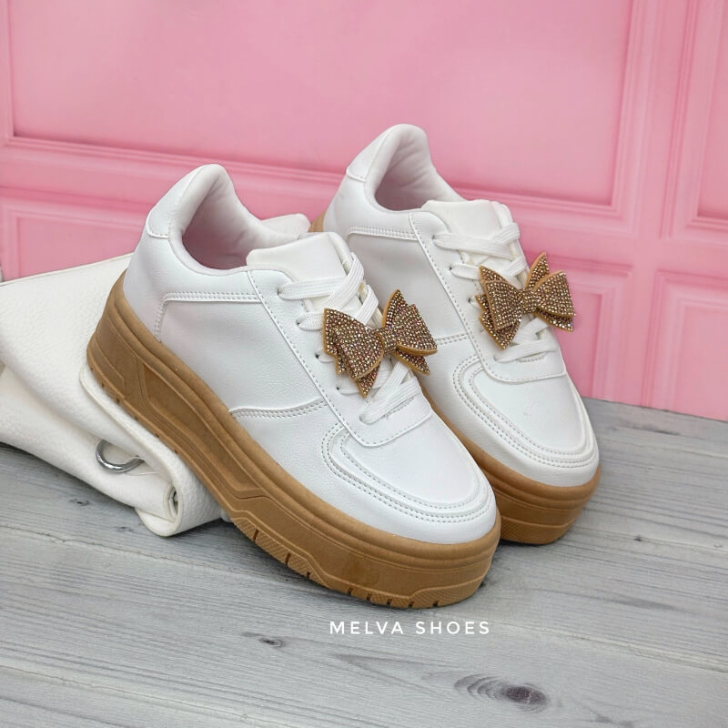 Sneakers Blanco con Suela Café