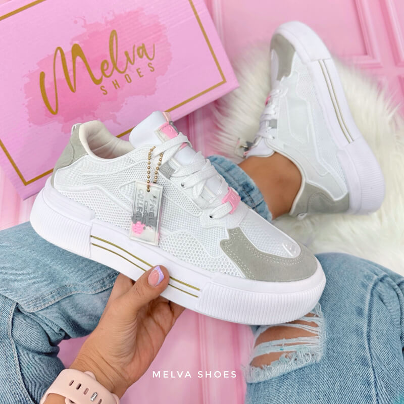 Sneakers Capellada Blanca y Gris