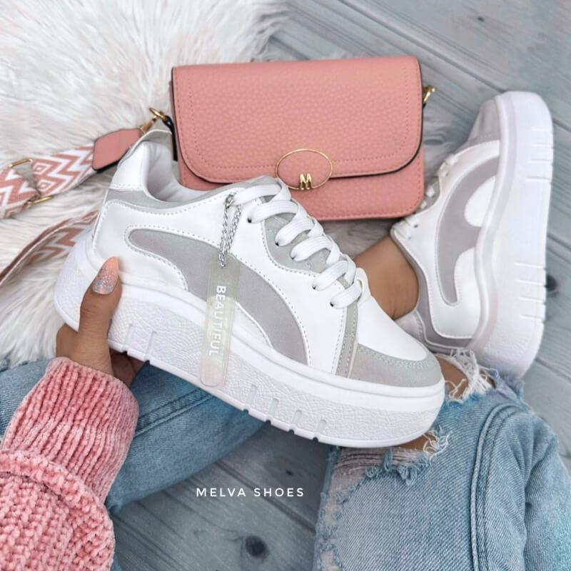 Sneakers Blancos con Gris