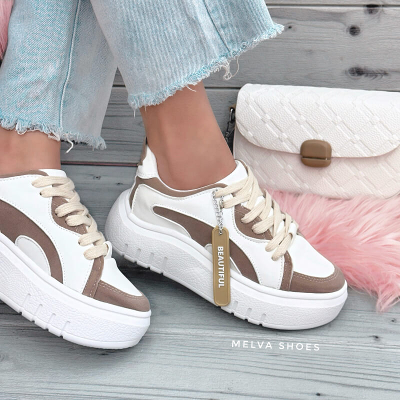 Sneakers Blancos con Café