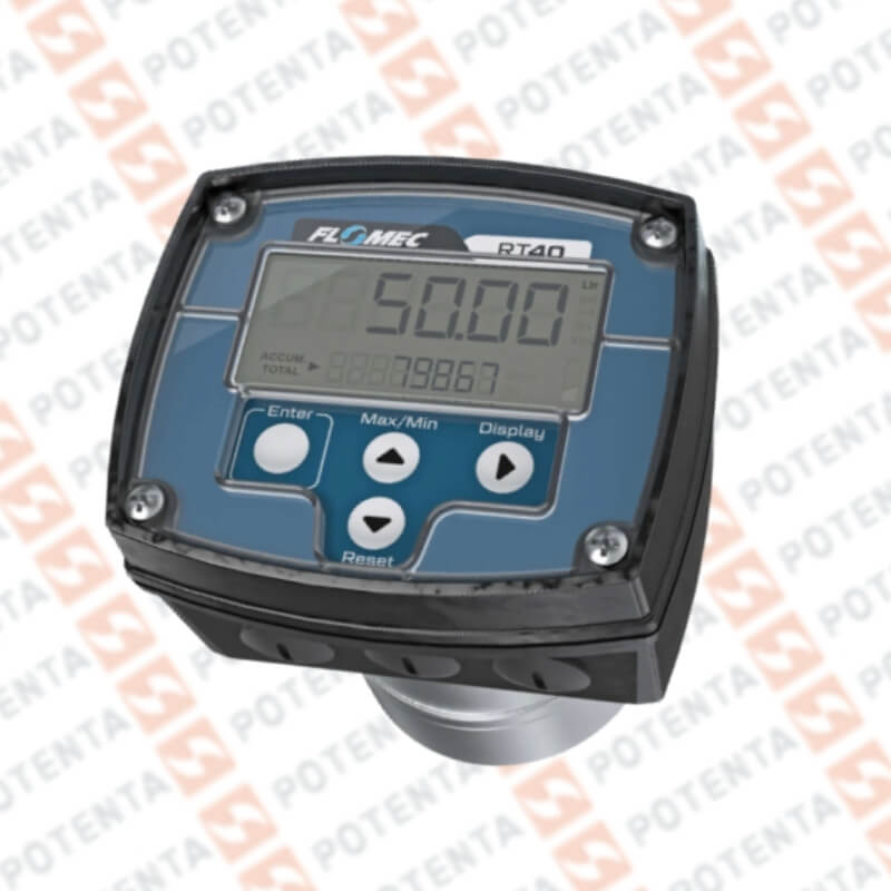 Flujometro OM Eng Oval, Diesel 1...36lph/0.26...9.5gph, Display bateria pulsos 1/8Npt, Flomec