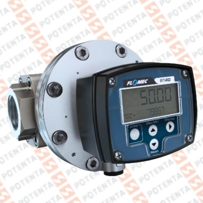 Flujometro OM Eng Oval, Diesel 15...250lpm/4...66gpm, Display bateria pulsos 1 1/2Npt, Flomec