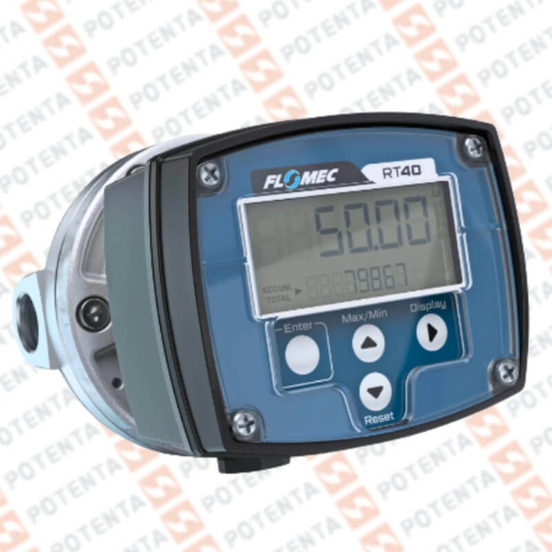 Flujometro OM Eng Oval, Diesel 1...40lpm/0.26...10.6gpm, Display bateria pulsos 1/2Npt, Flomec