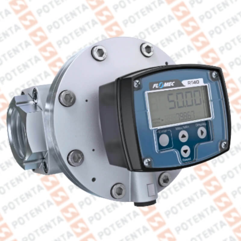 Flujometro OM Eng Oval, Diesel 10...150lpm/2.6...40gpm, Display bateria pulsos 1Npt, Flomec