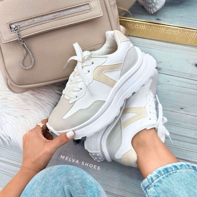 Sneakers Blancos con Kaki y Gris