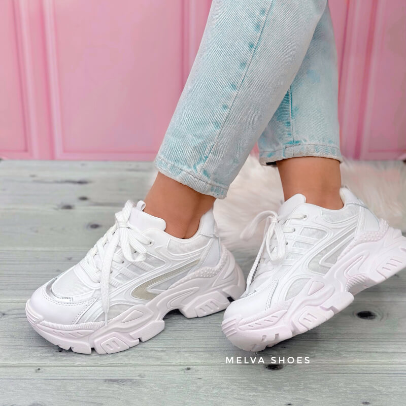 Sneaker Chunky Capellada Blanco y Gris