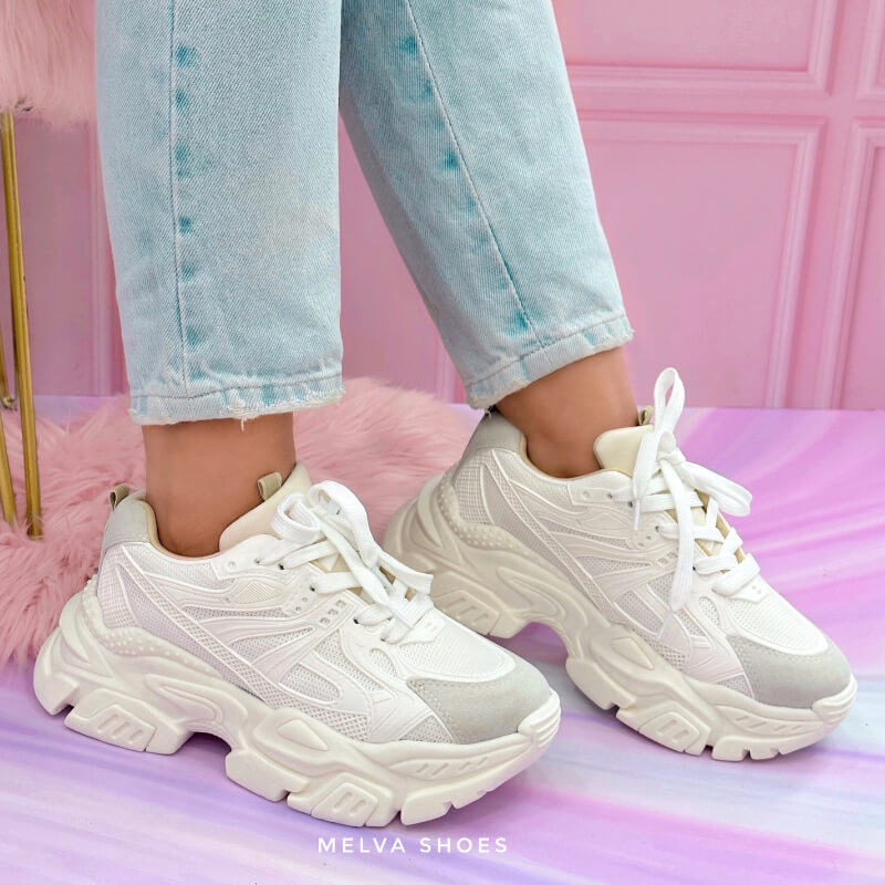 Sneakers Chunky Beige y Kaki