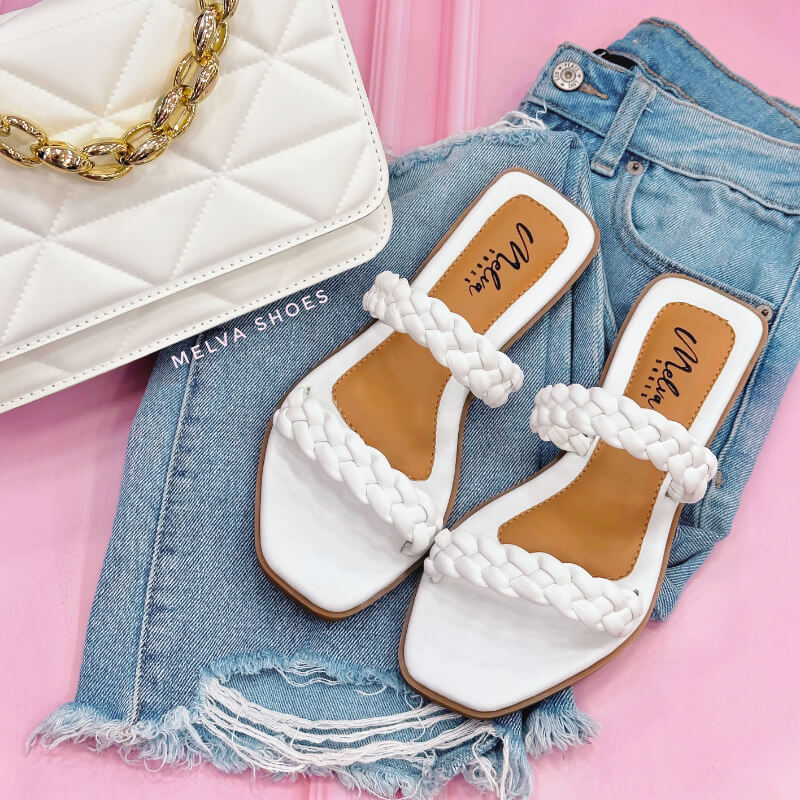 Sandalias Blancas Trenzadas