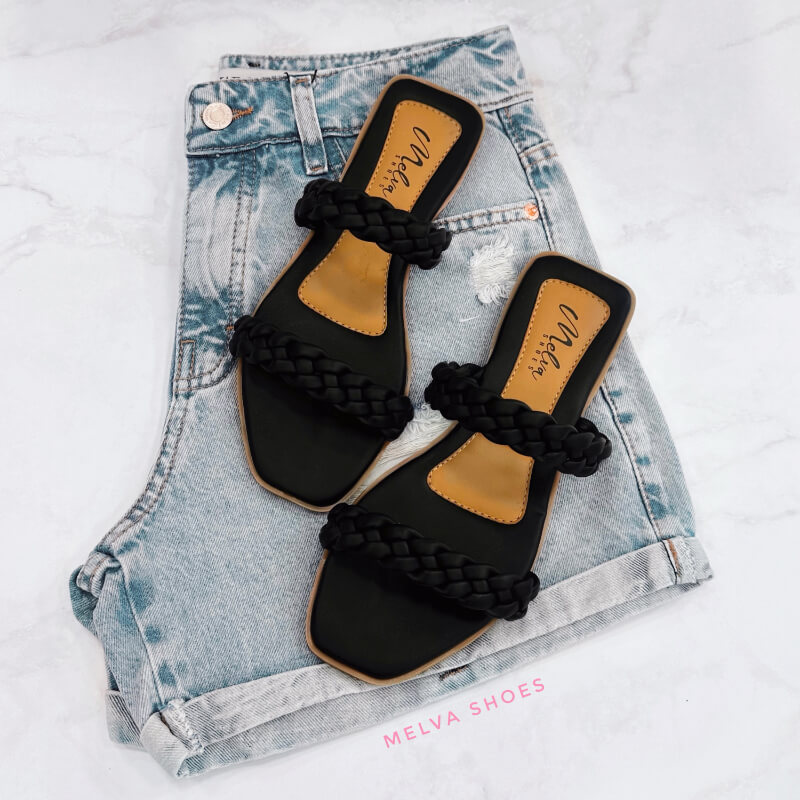 Sandalias Negras Trenzadas