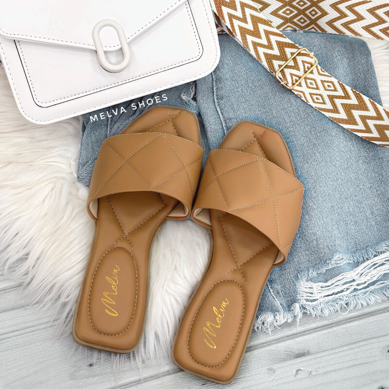 Sandalias Bajas Color Camel