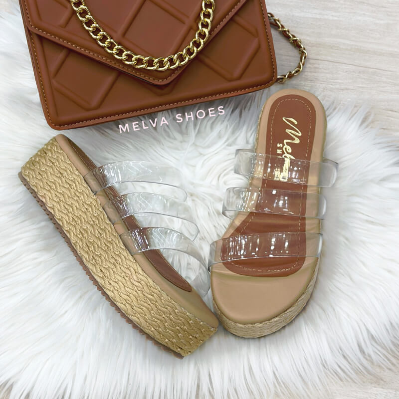 Plataformas Nude con Tiras Transparentes