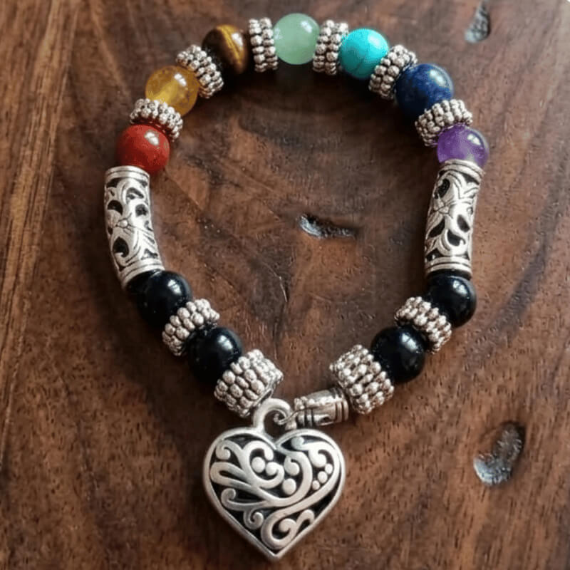 Pulsera elegante vintage con piedras naturales 7 chacras