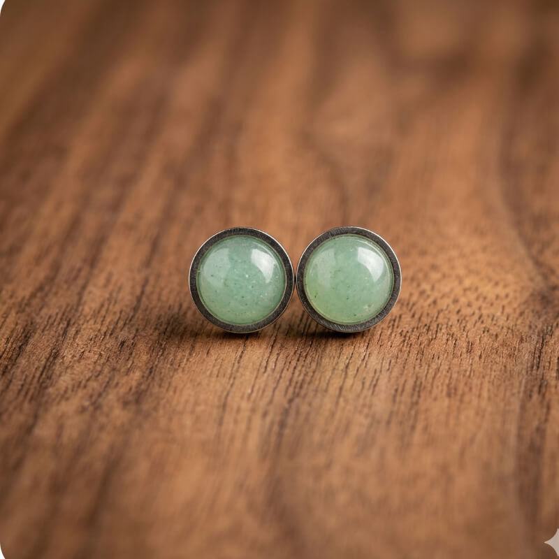 Par de pendientes de piedra natural a venturina verde