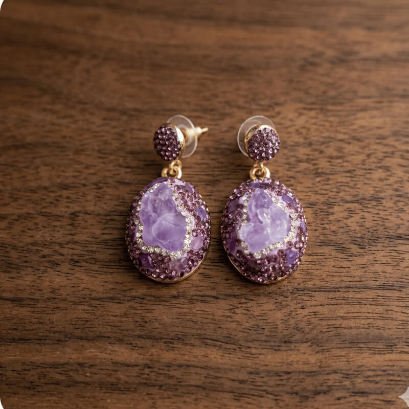 aretes de arcilla de con geoda de amatista exquisita.