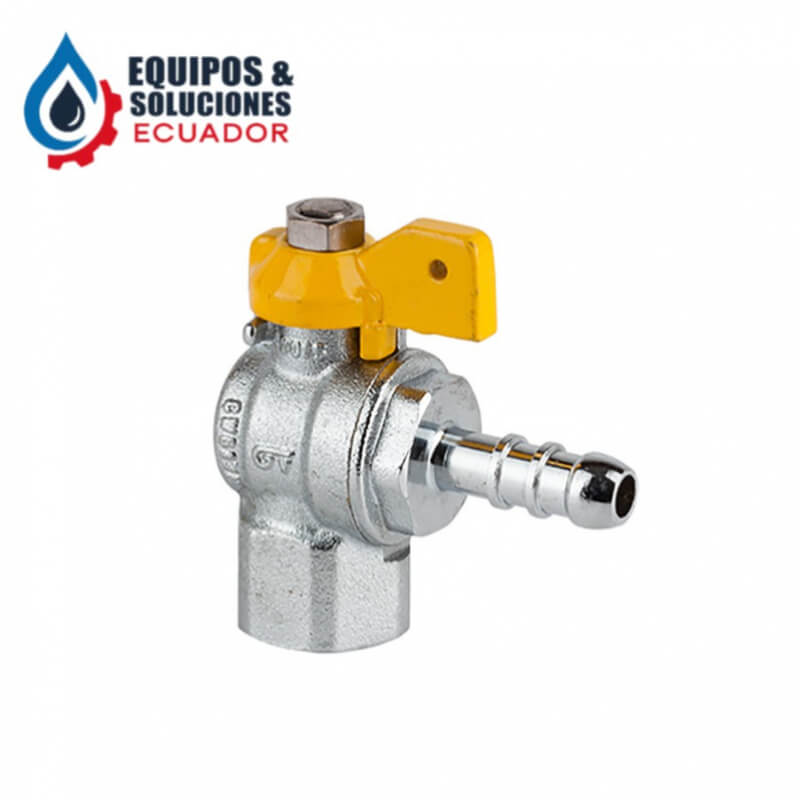 VÁLVULA ESCUADRA GAS H - MANGUERA 1/2