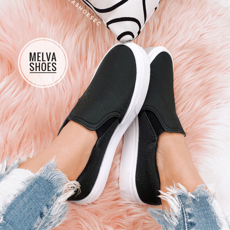 Mocasín Negro con Suela Blanca