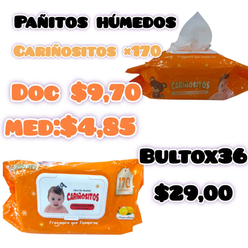 PAÑITOS HÚMEDOS CARIÑOSITOS X 170