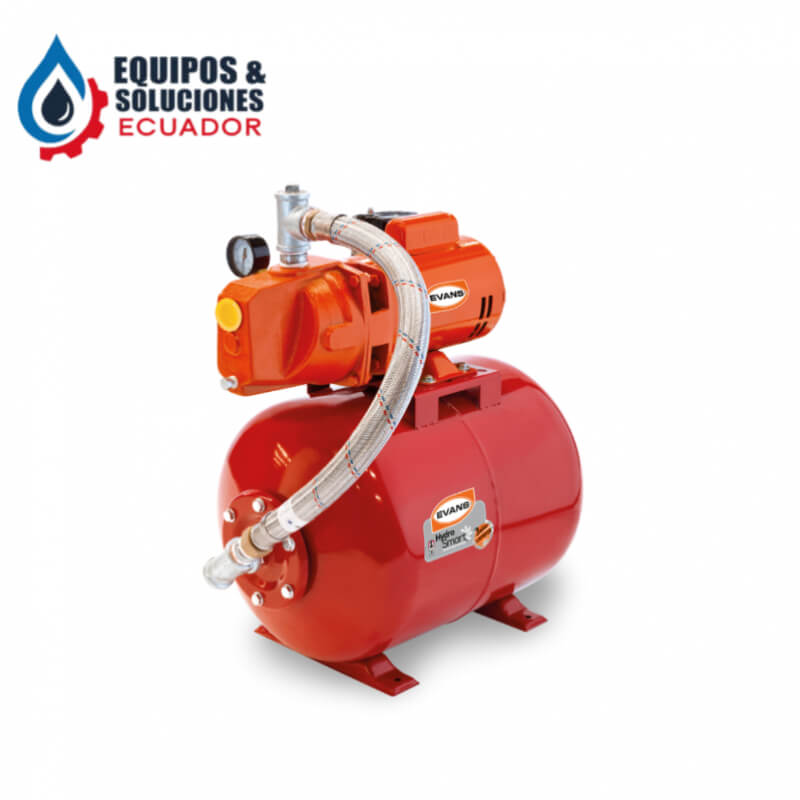 Sistema hidroneumático con bomba Jet 1/2 hp con tanque horizontal de 50L Evans| Equipos & Soluciones Ecuador