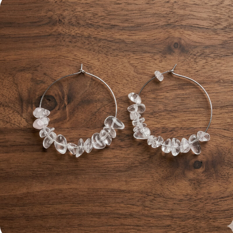 Par de aretes de piedra natural cristal blanco