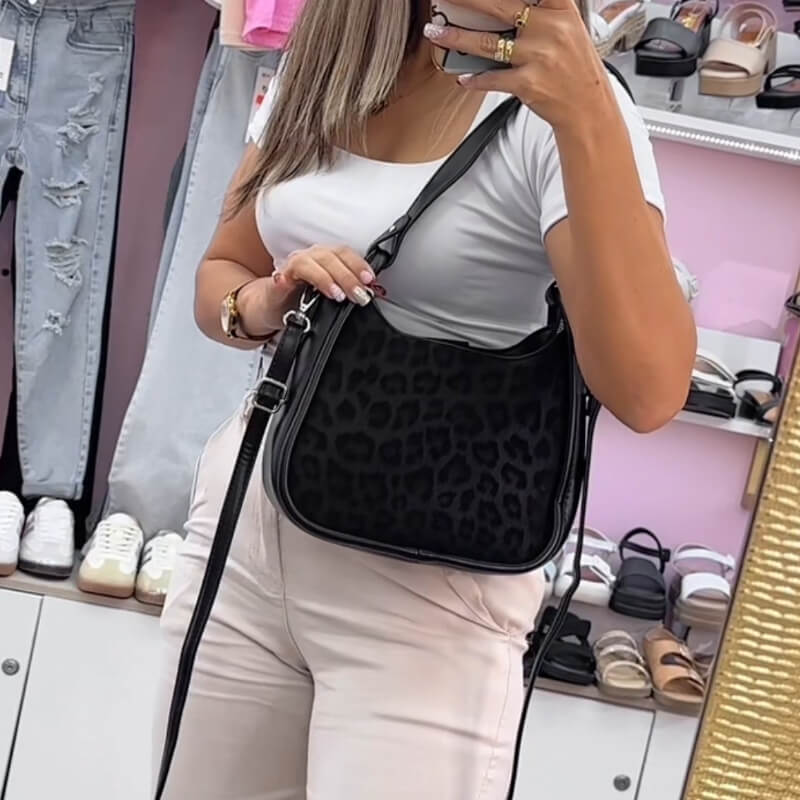 Cartera Negra Animal Print