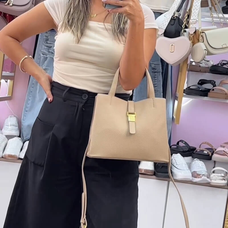 Cartera Kaki Broche Dorado