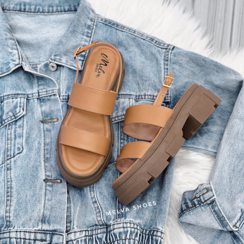 Sandalia Alta Tractor Camel con Doble Faja