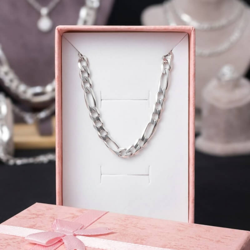 Cadena Fígaro Plata de Ley 925 Genuina - Cadena 3x1 Cartier 60cm Hipoalergénica