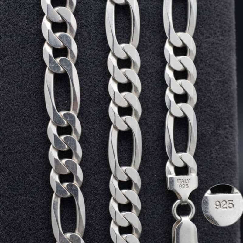 Cadena Fígaro Plata de Ley 925 Genuina para Hombre - Diseño 3x1 Cartier, 60cm Hipoalergénica