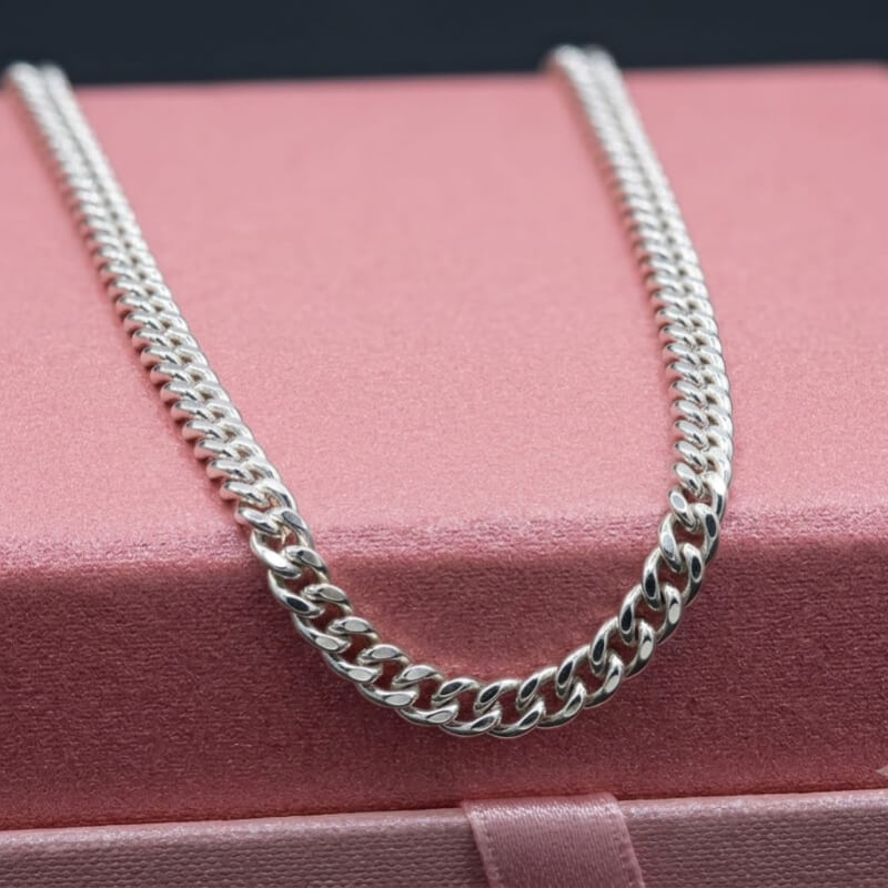 Cadena Grumet Plata de Ley 925 Genuina - Lomo de Corvina, Cubana, Martillada, Barbada - 60cm Ideal para Hombre y Mujer - Hipoalergénica