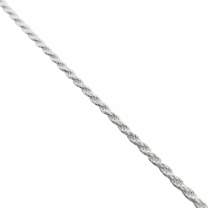 Cadena de Plata 925 Genuina para Hombre - Cordón Diamantada 080, Turbillón, Solid Rope, Bismark 030 - Hipoalergénica 50cm