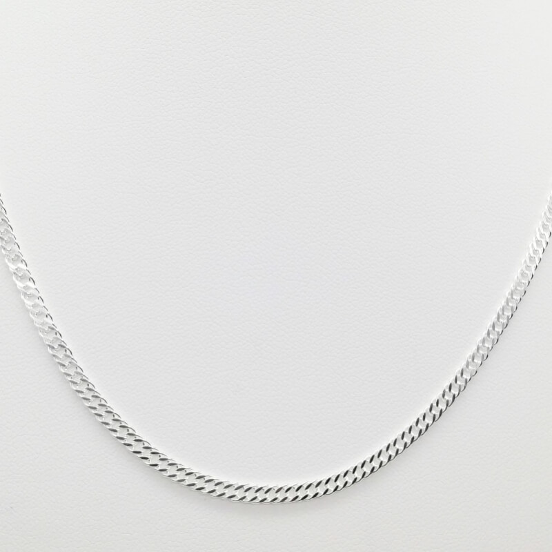 Cadena Doble Grumet 050 Plata 925 Genuina - Cubana Martillada, Barbada, 2 Sides Curb - 60cm Hipoalergénica