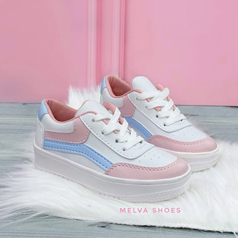 Sneakers Niña Rosado, Celeste y Blanco – Estilo Dulce y Moderno