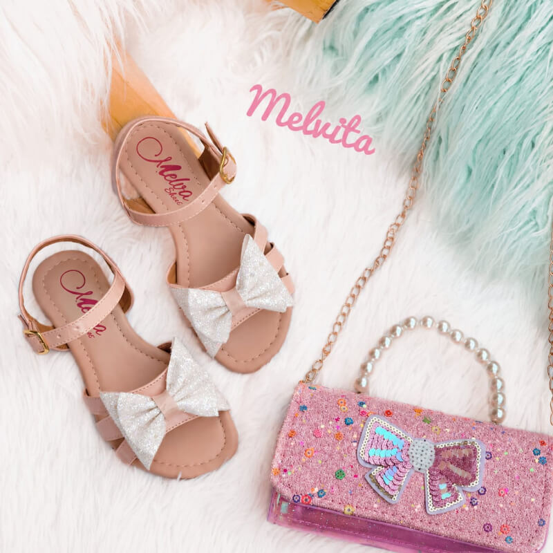 Sandalias Niña Rosadas con Lacito Blanco