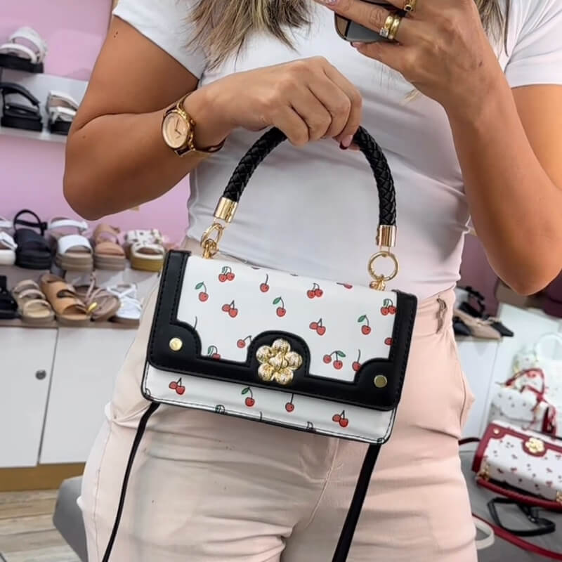 Cartera Blanco y Negro Cherry