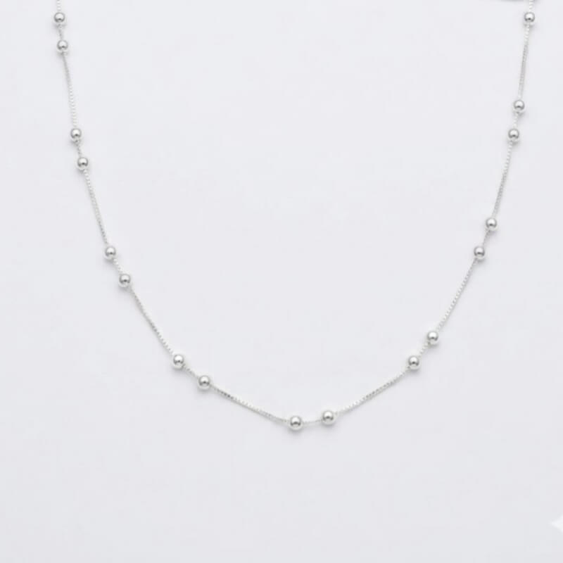 Cadena Veneciana de Bolitas 45 cm - Plata de Ley 925 | Joyería Fina para Mujer