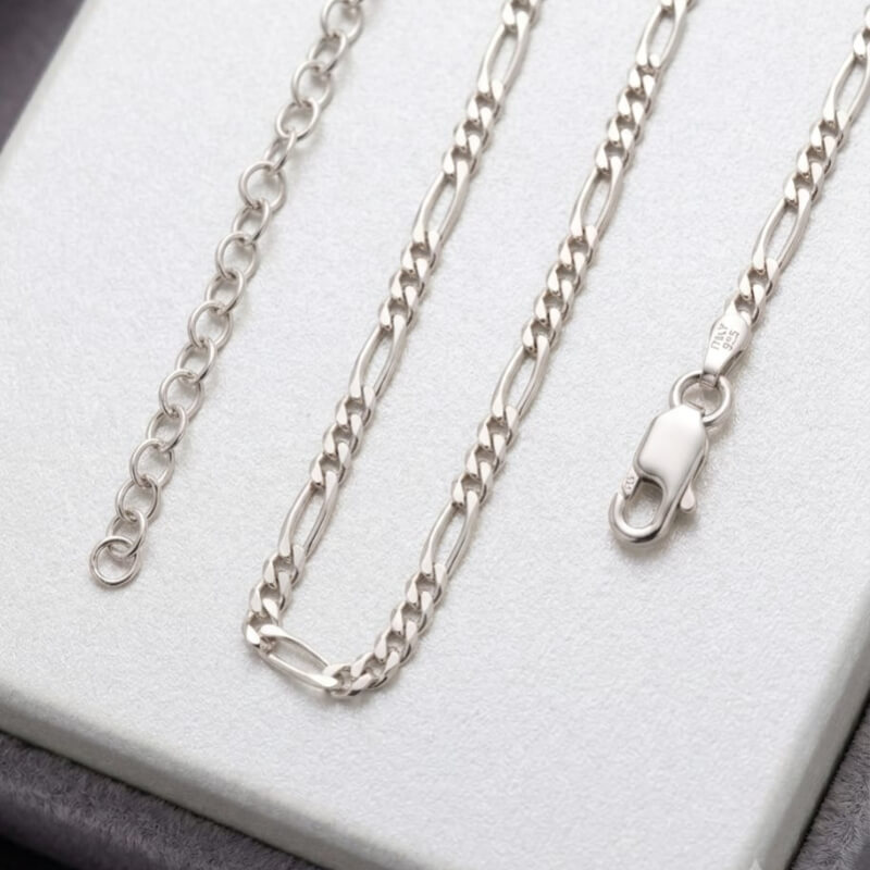 Cadena Fígaro 3x1 Plata Ley 925 - 40 cm - Estilo Cartier Unisex Niño