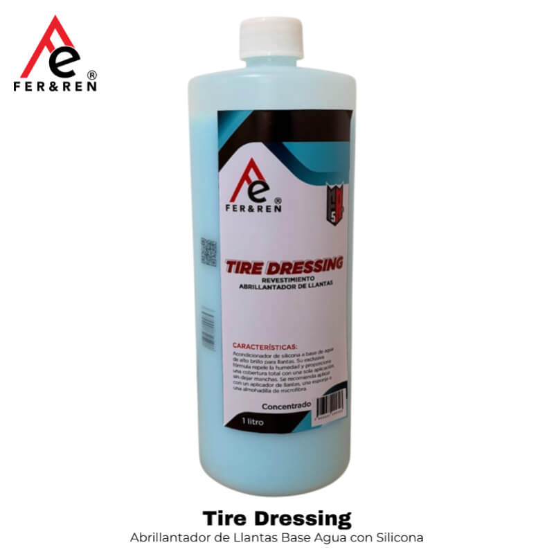FR5 Tire Dressing 1 Litro | Abrillantador de Llantas Base Agua con Silicona | Alto Brillo Profesional