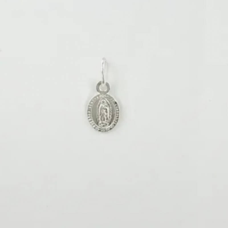 DIJE PLATA 925 MEDALLA OVALADA VIRGEN GUADALUPE 1 CM