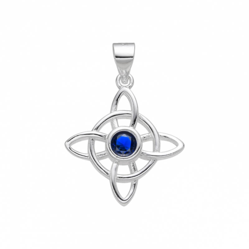 Dije Triqueta Celta Azul de Plata 925 - Nudo Perenne, Protección y Espiritualidad