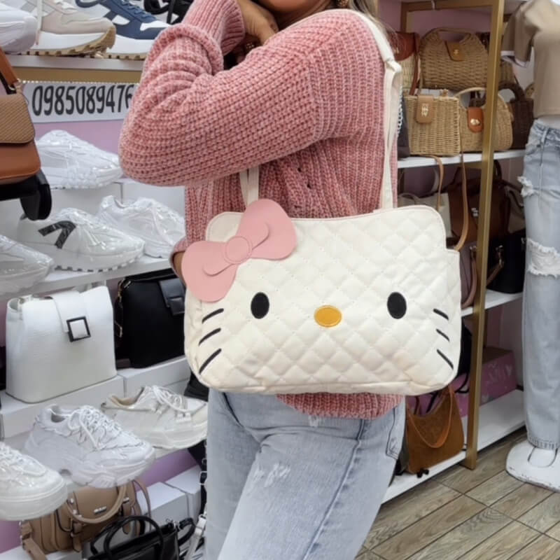 Cartera Hello Kitty Beige Tira Ajustable