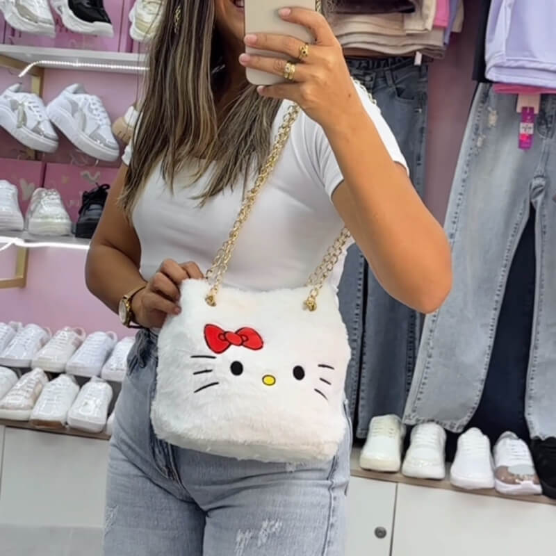 Cartera Hello Kitty Peluchina Blanca
