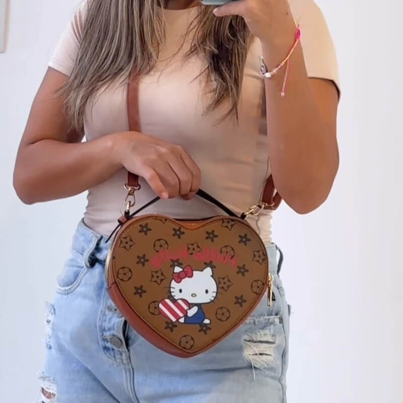 Cartera Hello Kitty Corazón Café