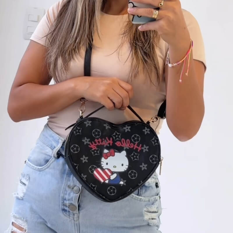 Cartera Hello Kitty Corazón Negro